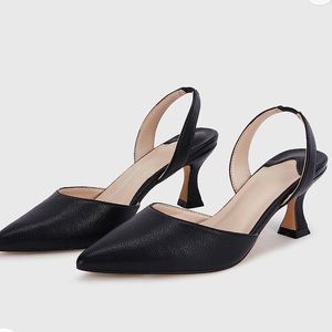 Black Pointed Toe Kitten Heels